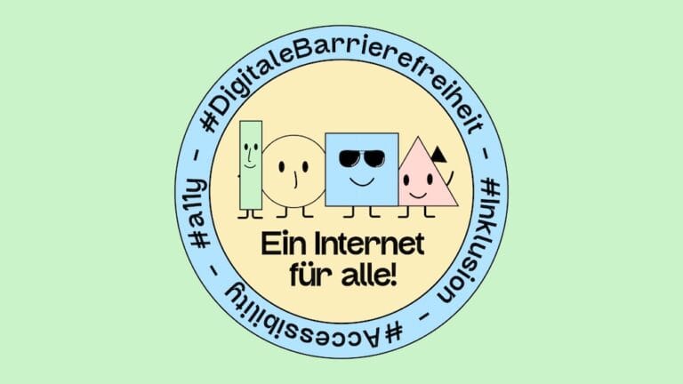 Unser Sticker: Ein Internet für alle. Mit unseren Maskottchen.