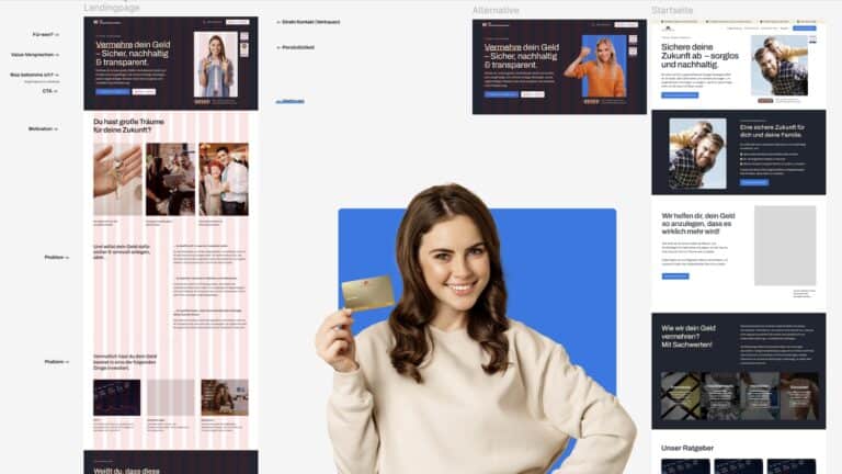 Screenshot der Figma-Datei von dem Konzept und den ersten Seiten.