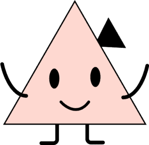 Eine Illustration von einem Dreieck in Rot, mit Füßen, Händen, Augen und einem Hörgerät.