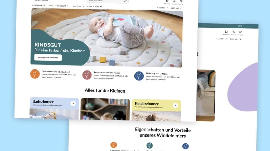 Screenshots vom UI-Design für Kindsgut