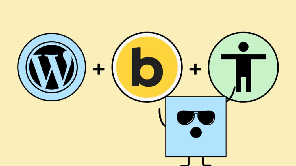 Das Symbol von WordPress plus Bricks plus Barrierefreiheit.