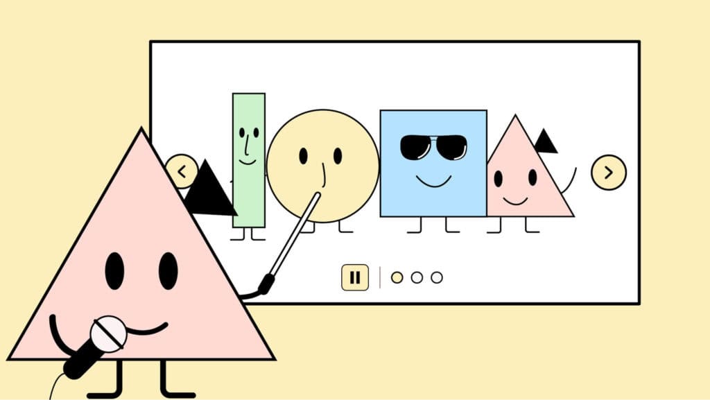 Unsere Maskottchen Tine steht mit einem Mikrofon vor einer Slideshow und präsentiert etwas.