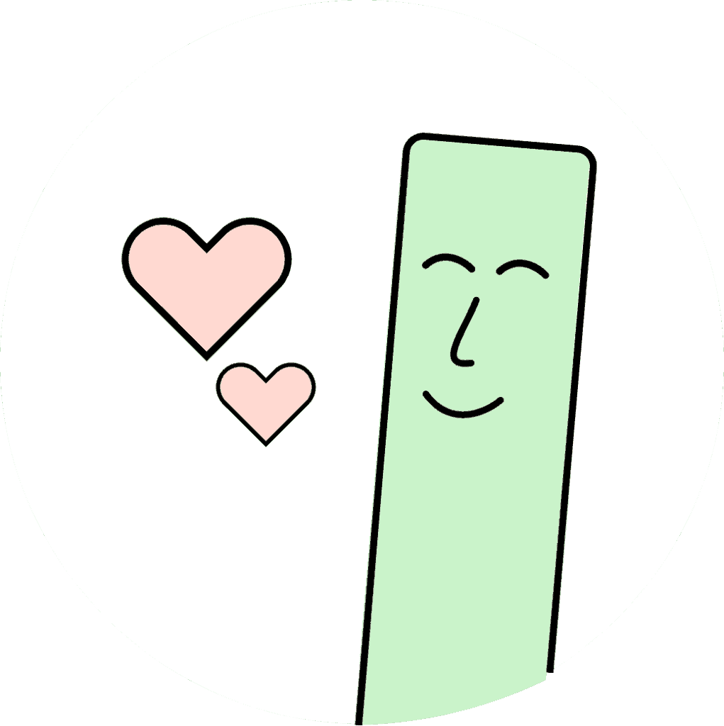 Unser Maskottchen Armin grinst fröhlich. Neben ihm fliegen zwei Herzen.