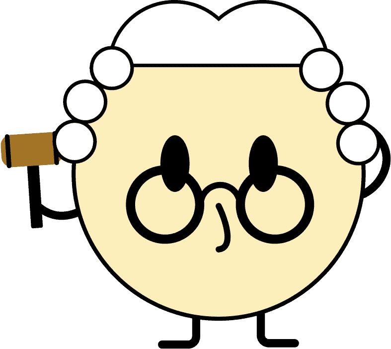 Unser Maskottchen Sam als Richter verkleidet mit Perücke und kleinem Hammer!